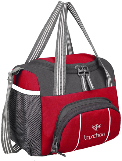Cool Offer Lunch Bags Branded Trendy Premium Quality Carry on School Office & Picnic (Red Grey 3011) Waterproof Lunch Bag (red, Grey 5L)